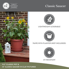 Two The HC Companies Classic Round Planter Pots displayed outdoors