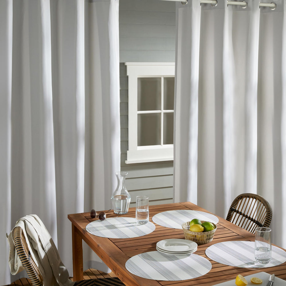 Two TOWN & COUNTRY BASICS curtain panels in Cloud Grey