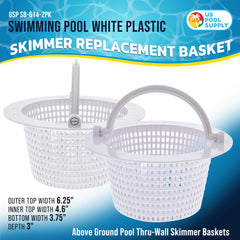 Two U.S. Pool Supply Thru-Wall Skimmer Baskets in packaging