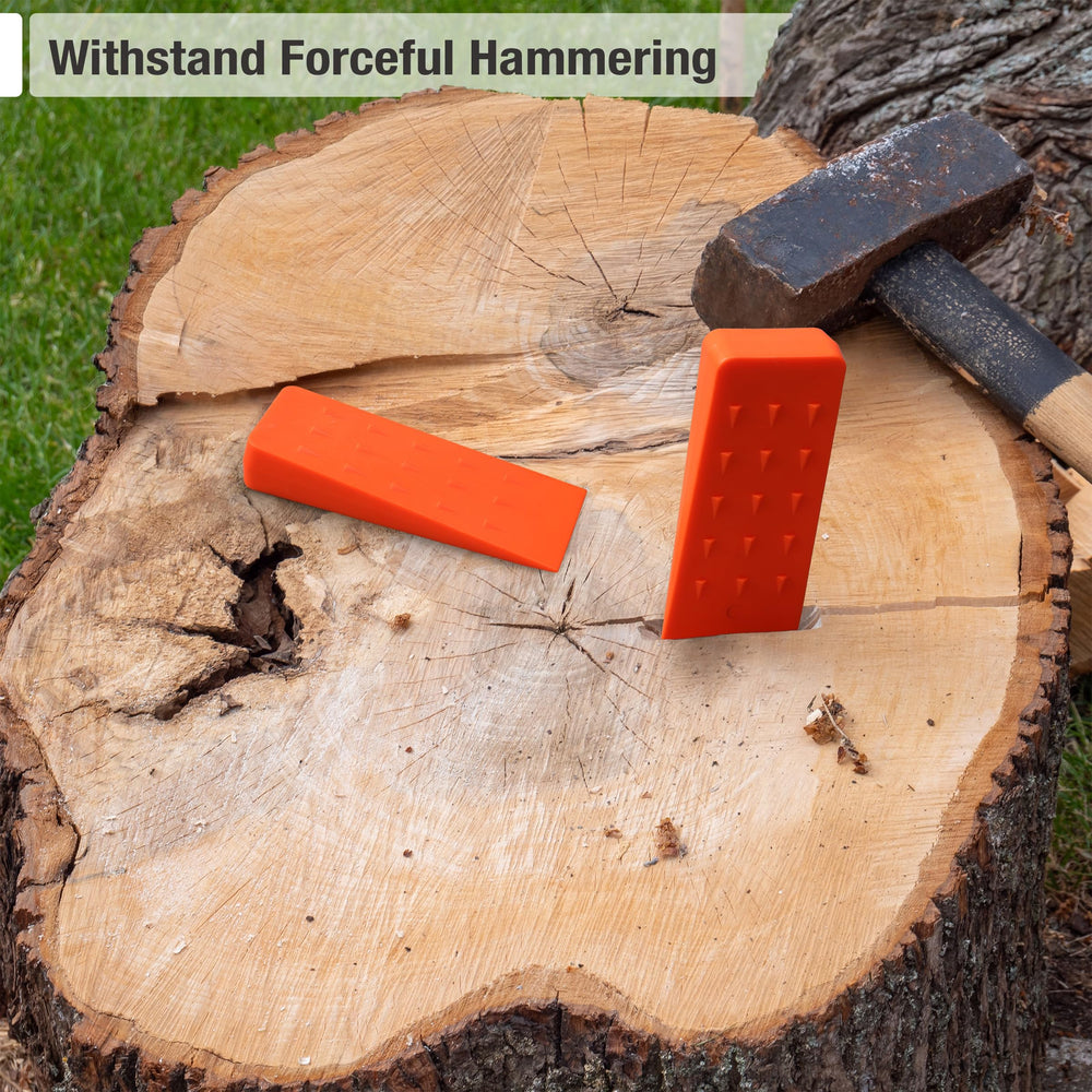 Two UNCO tree felling wedges on a log