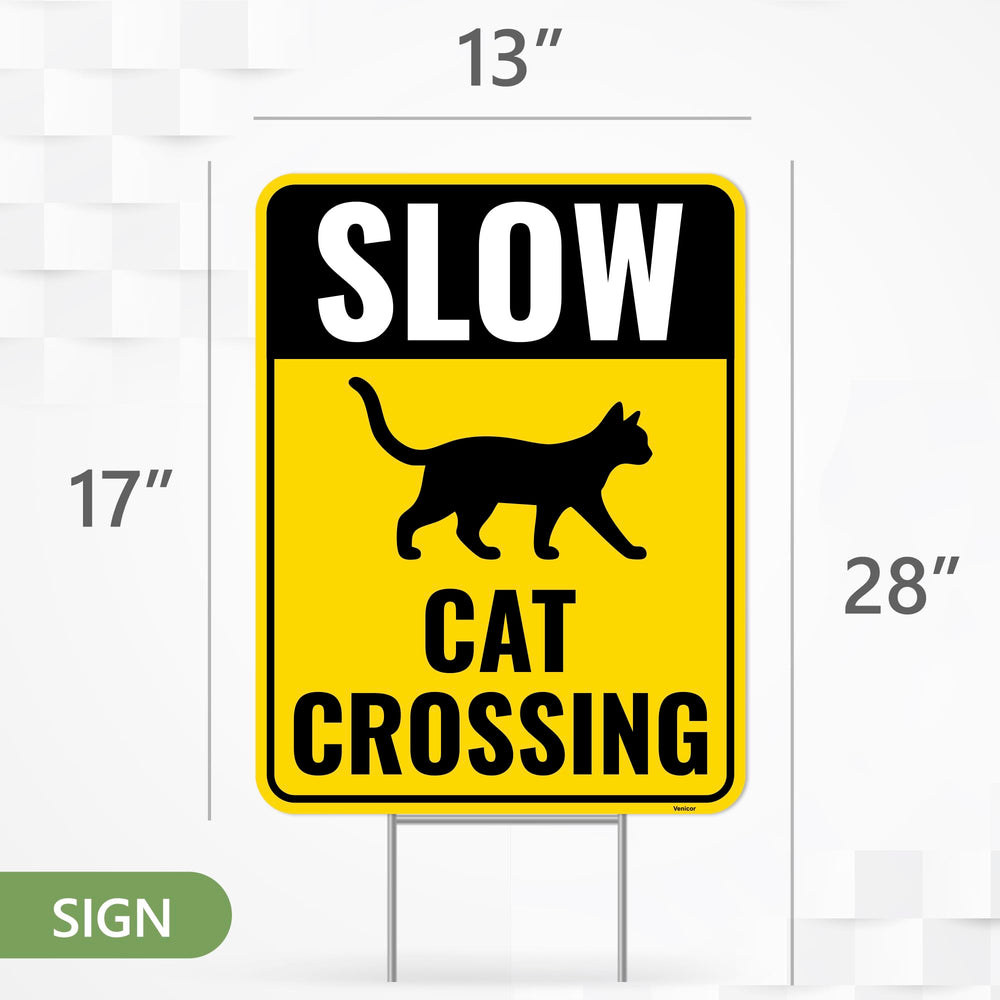 Two Venicor Cat Crossing Signs displayed outdoors