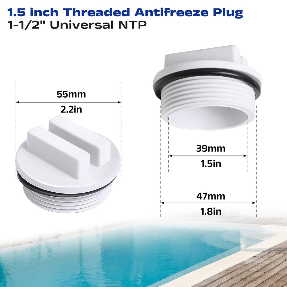 Two Vizava pool plugs displayed with packaging
