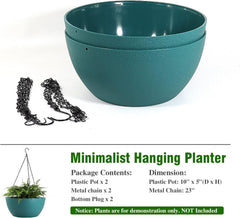 Two WSMKSZ hanging planters side view showing colour