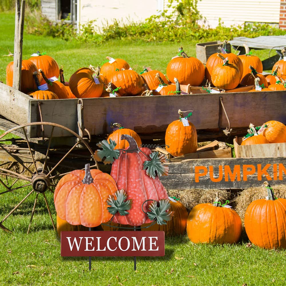 Two YEAHOME garden stakes with autumn leaves detail