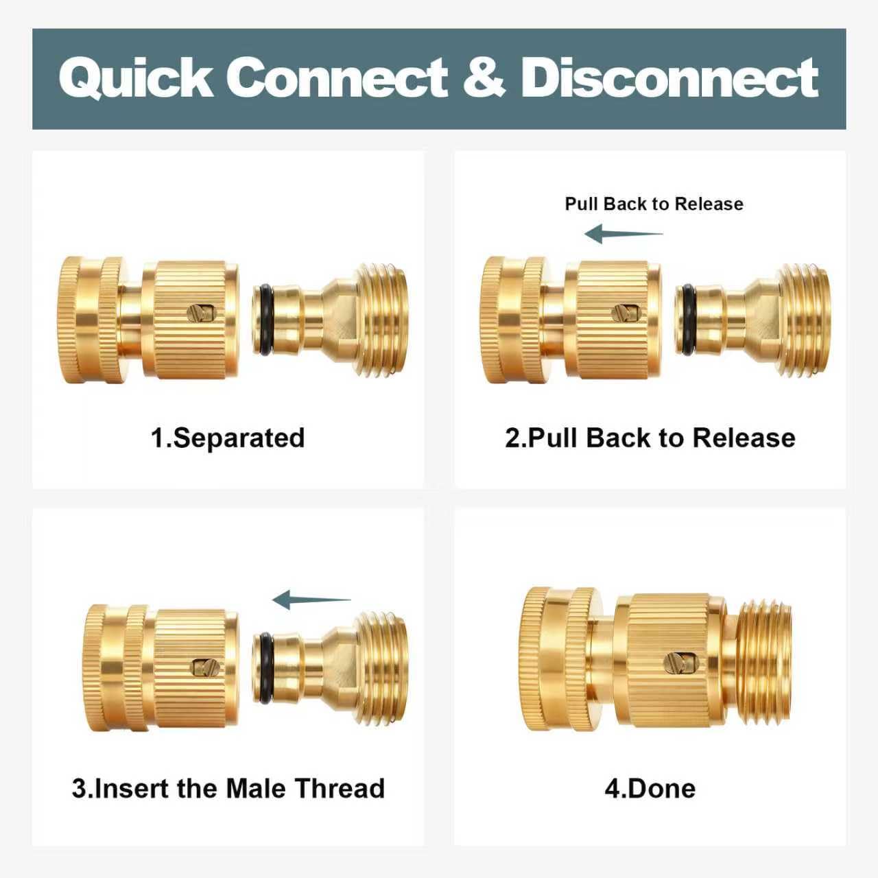 Txmiuao hose connectors showing easy one-hand operation