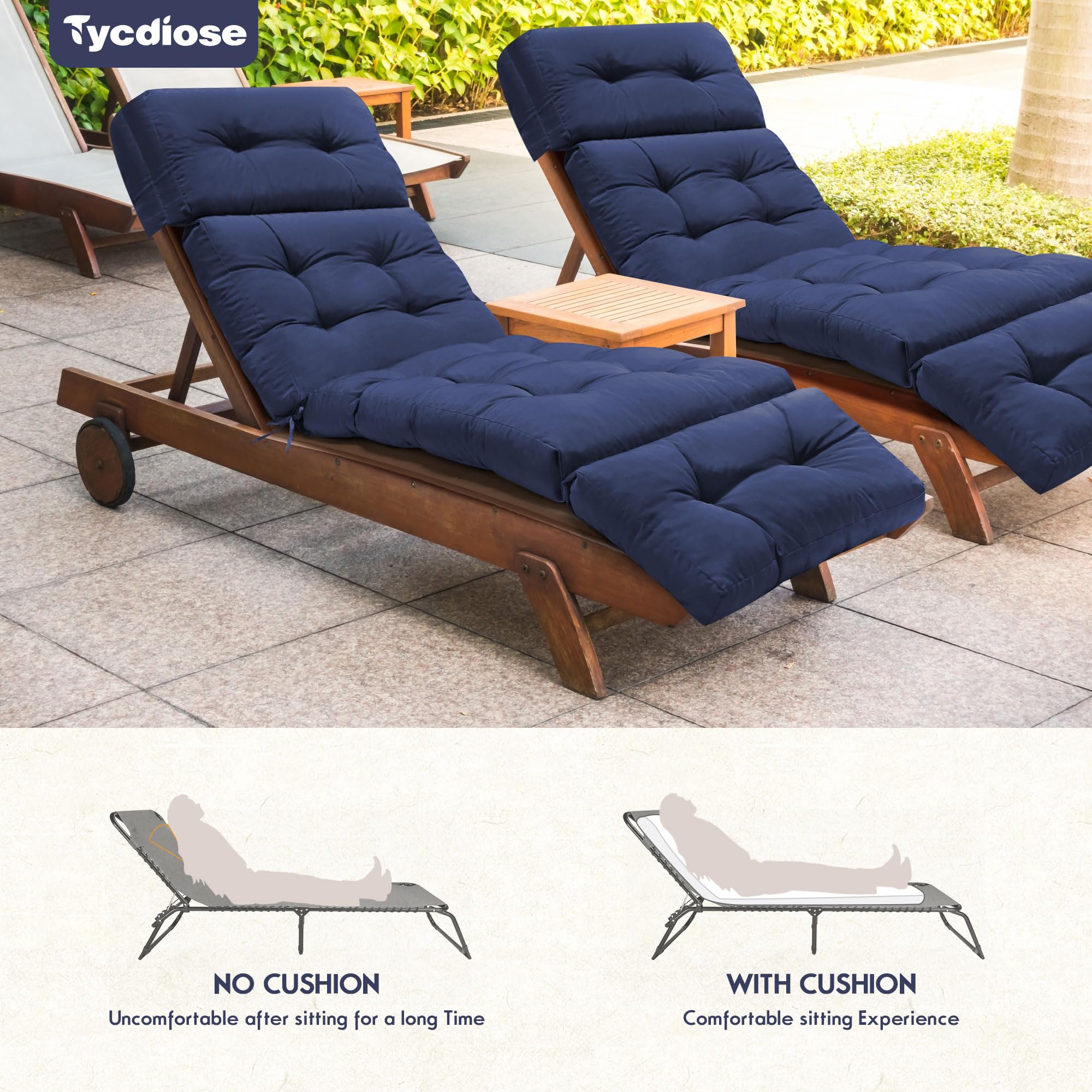 Tycdiose Outdoor Chaise Lounge Chair Cushion in outdoor setting