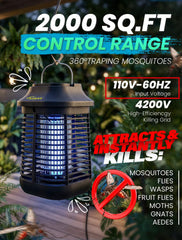 Tysonir Bug Zapper 4200V showing UV light and high-voltage grid