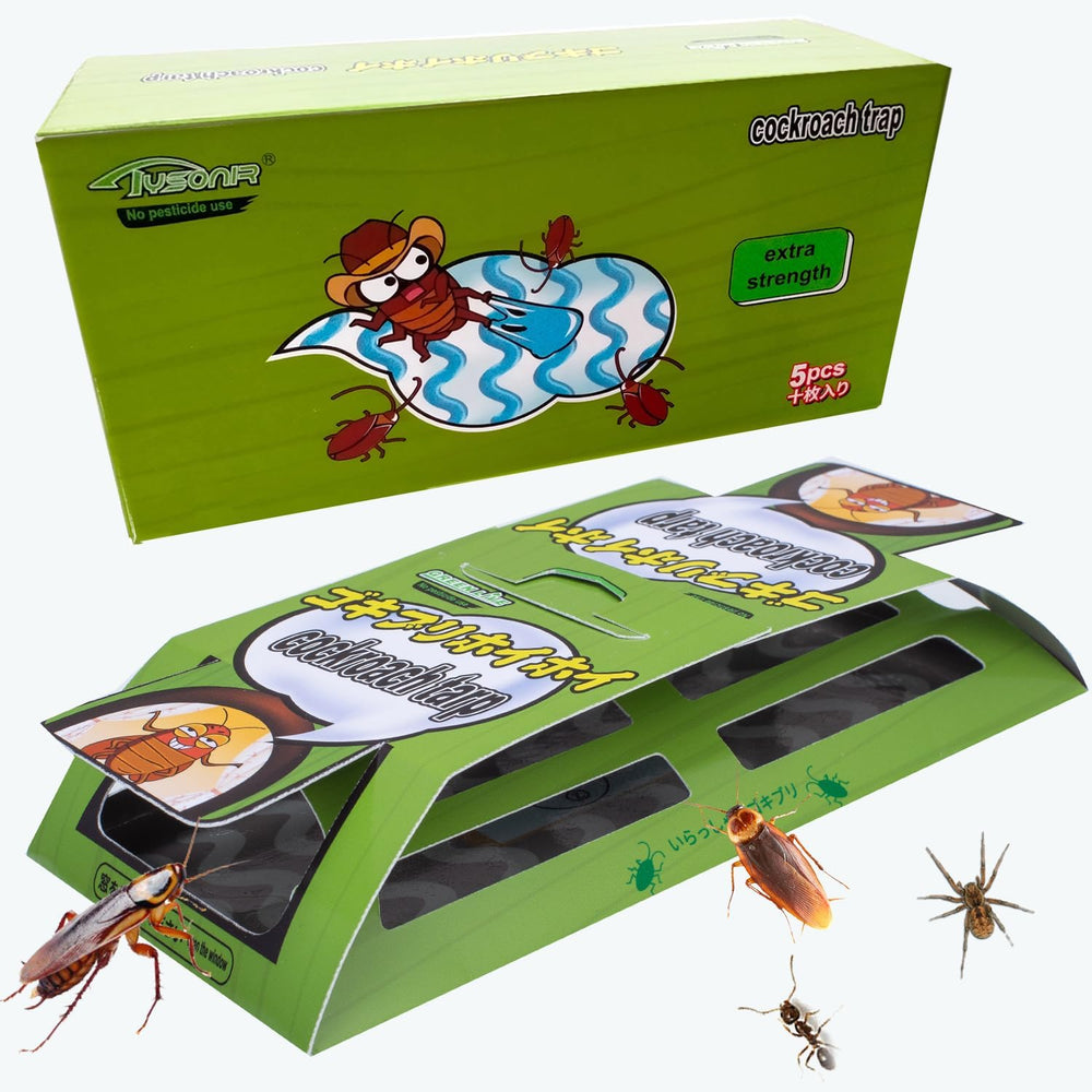 Tysonir Roach Traps 5 pack front view with adhesive surface