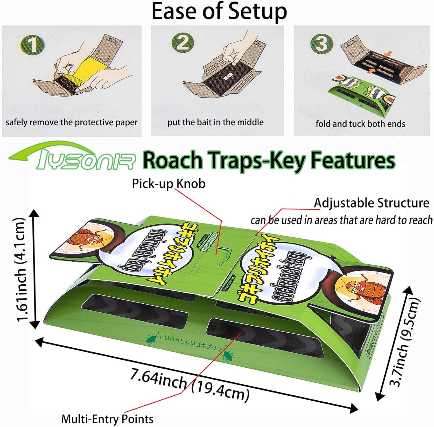 Tysonir Roach Traps with strong adhesive in package