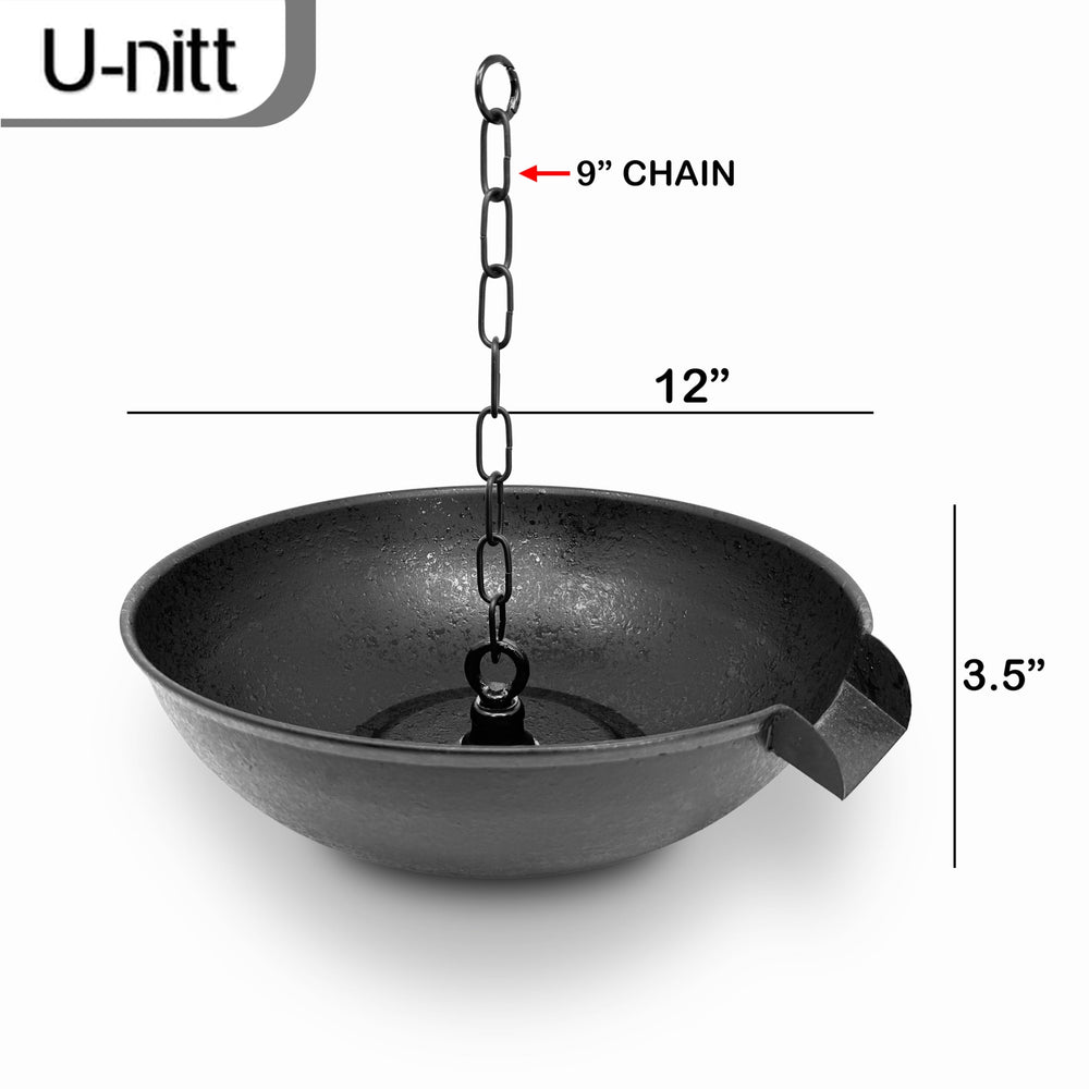 U-nitt 12-inch catch basin side view with rainwater