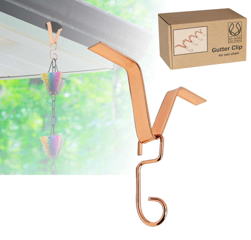 U-nitt Gutter Clip for Rain Chain Installation, copper finish