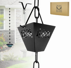 U-nitt Rain Chain 8.5 FT black square cups front view