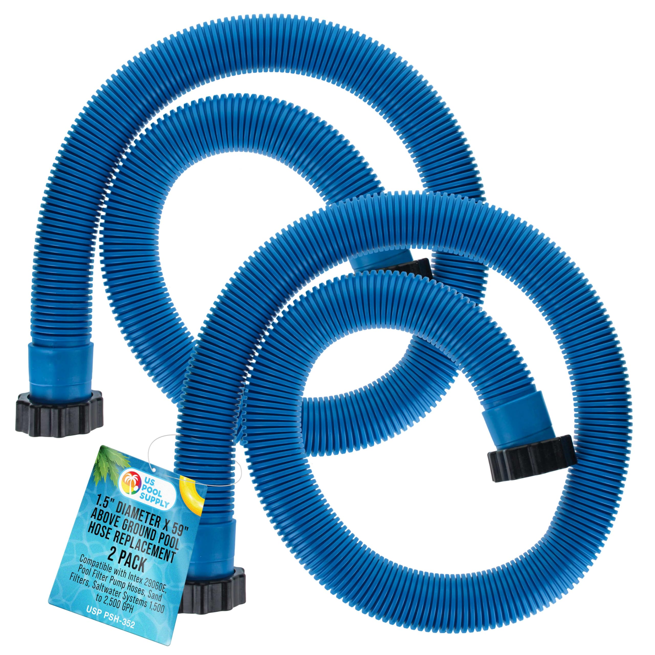 U.S. Pool Supply 1.5" Diameter x 59" Above Ground Pool Hose Front View
