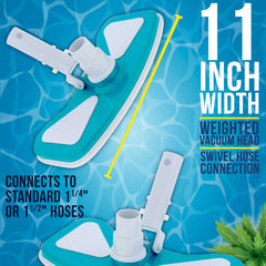 U.S. Pool Supply 11" Weighted Butterfly Pool Vacuum Head side view