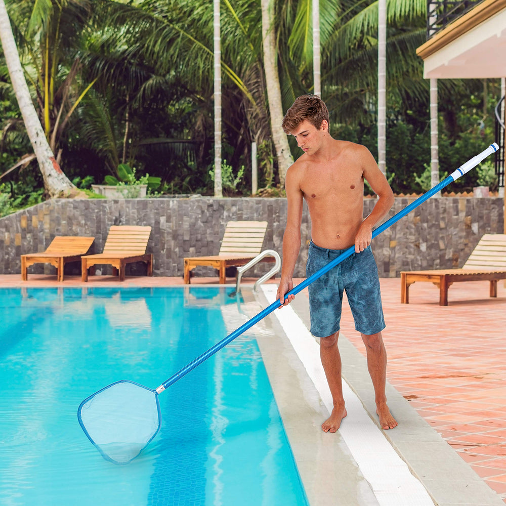 U.S. Pool Supply 15" Pool Leaf Skimmer Net in action collecting debris