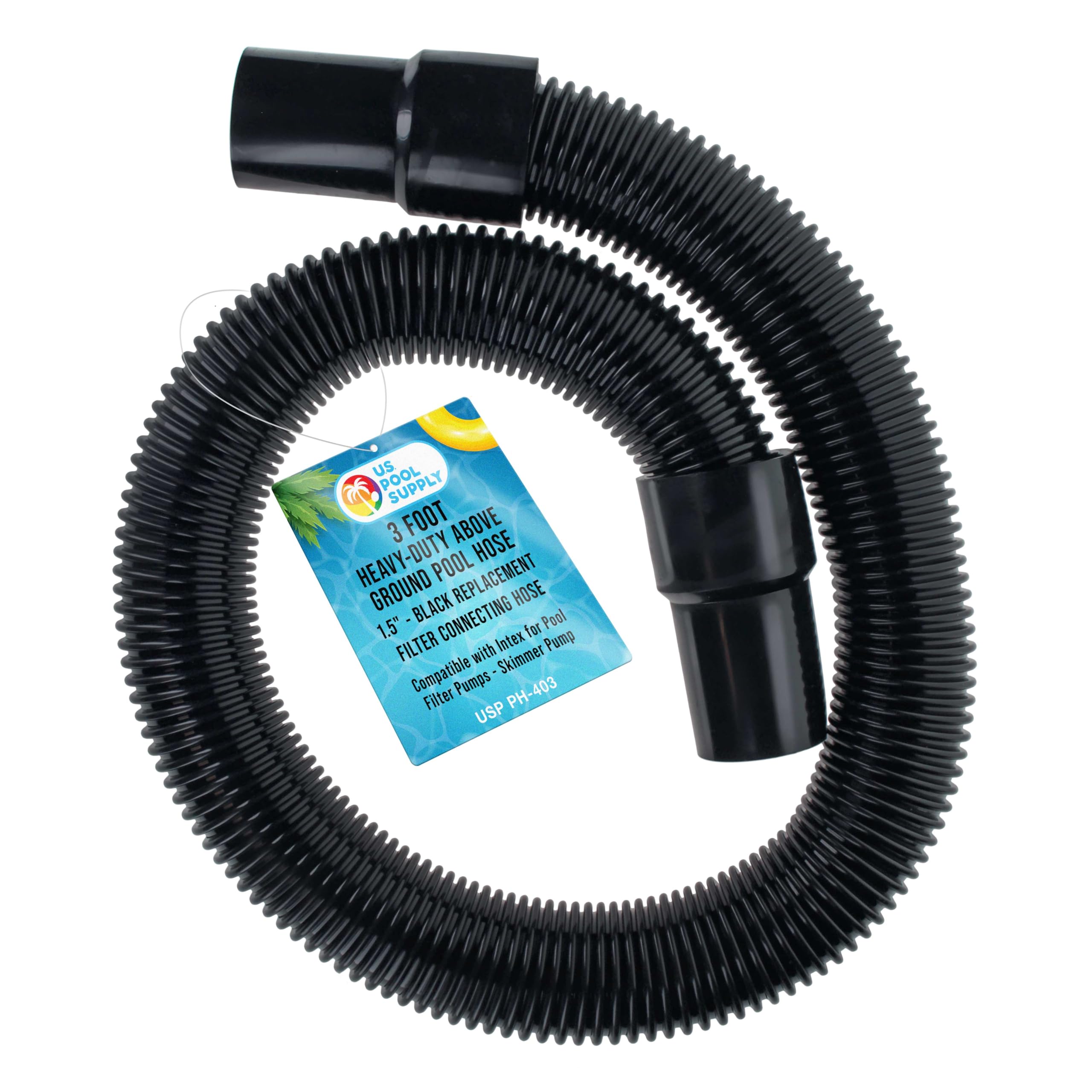 U.S. Pool Supply 3 Foot Heavy-Duty Pool Hose front view