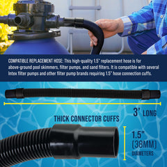 U.S. Pool Supply 3 Foot Heavy-Duty Pool Hose spiral-wound design