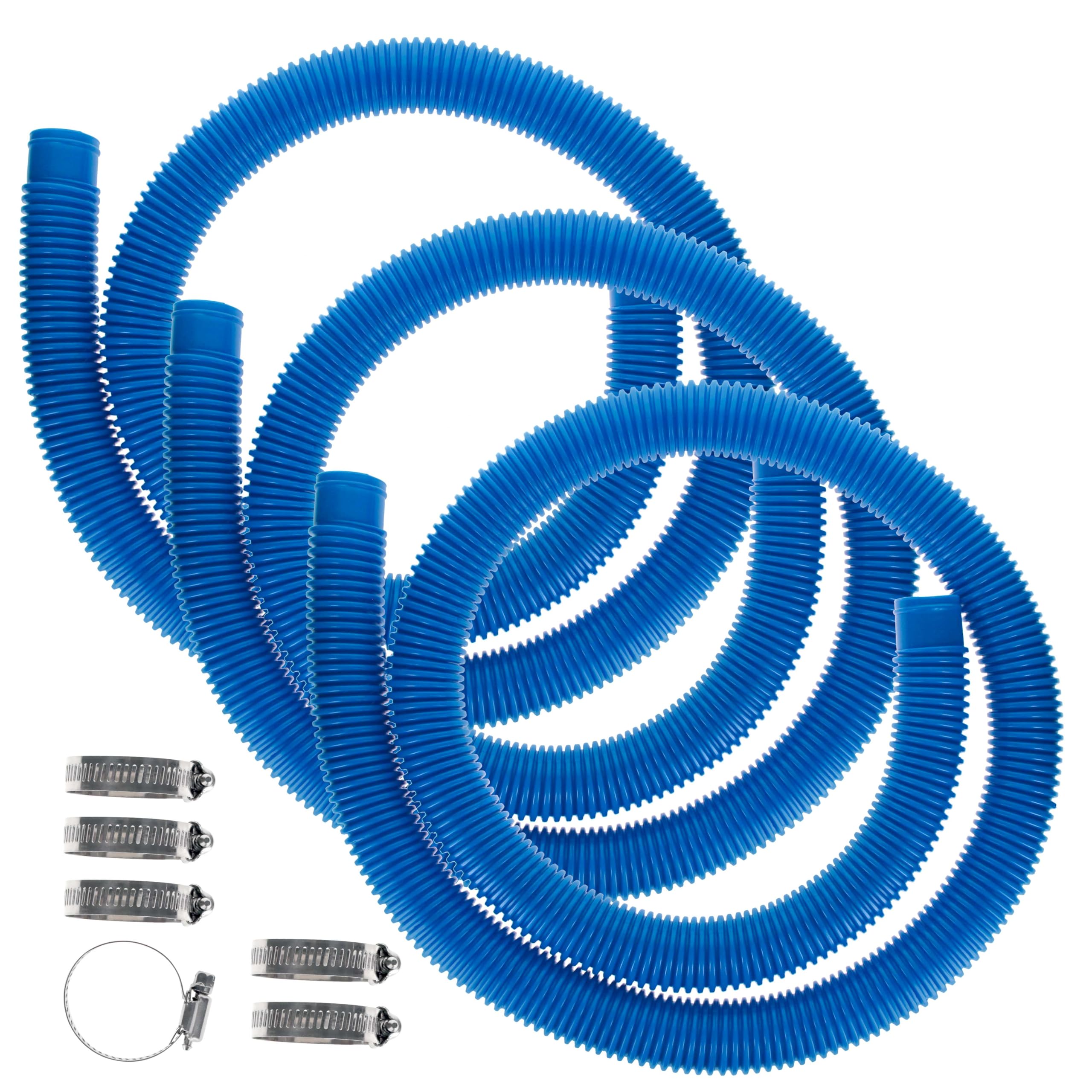 U.S. Pool Supply Above Ground Pool Hose Replacement blue hoses with clamps