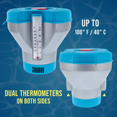 U.S. Pool Supply chlorine floater dispenser showing refill indicator