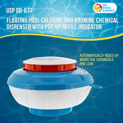 U.S. Pool Supply Chlorine Floater Dispenser with pop-up refill indicator