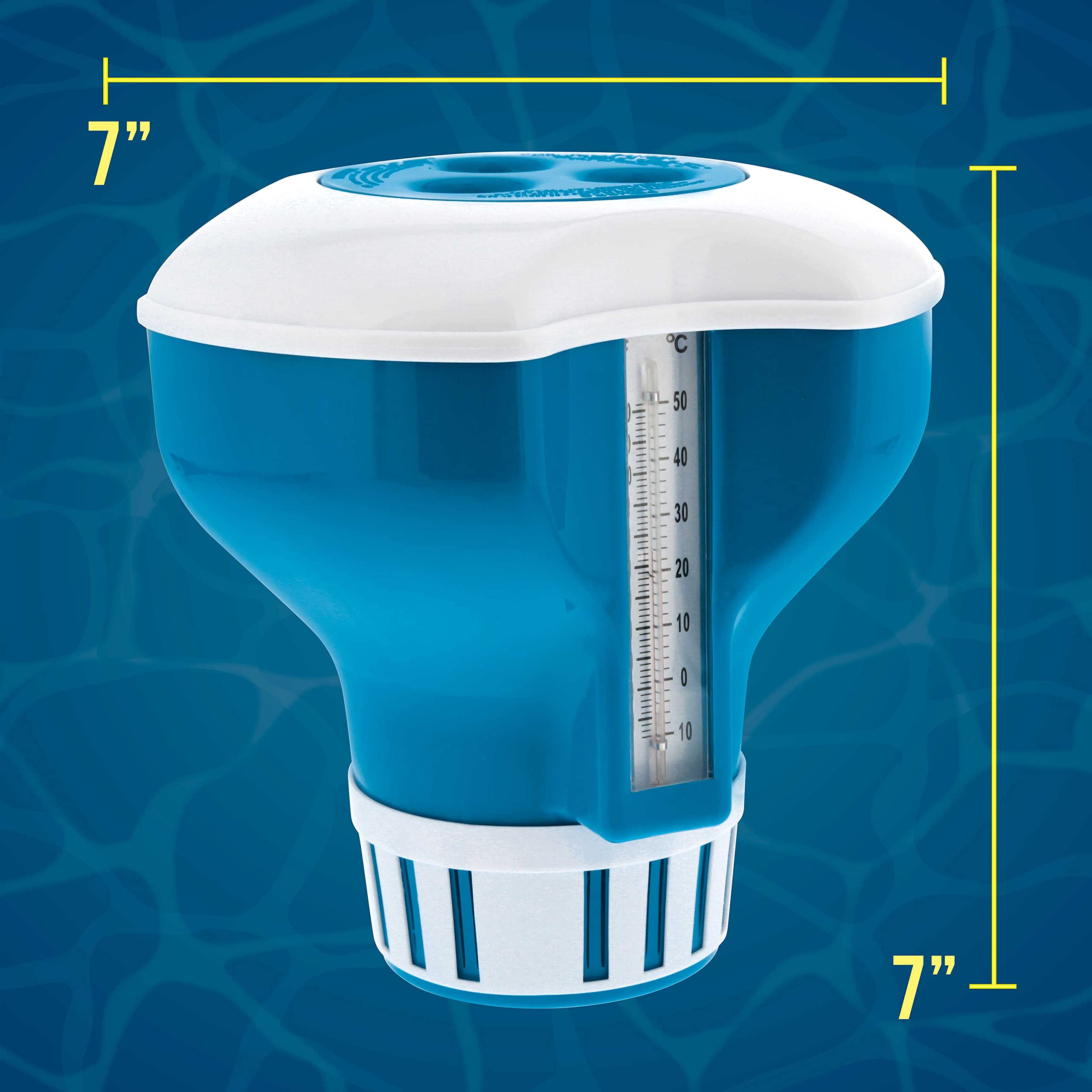 U.S. Pool Supply chlorine floater floating in a pool