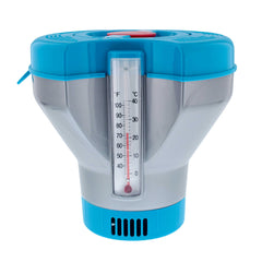 U.S. Pool Supply Deluxe Chlorine Floater Dispenser front view with tablets