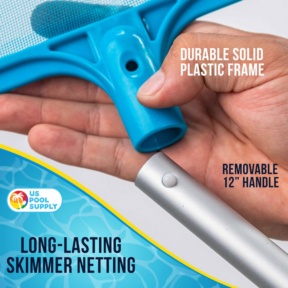 U.S. Pool Supply leaf skimmer net in action cleaning a pool