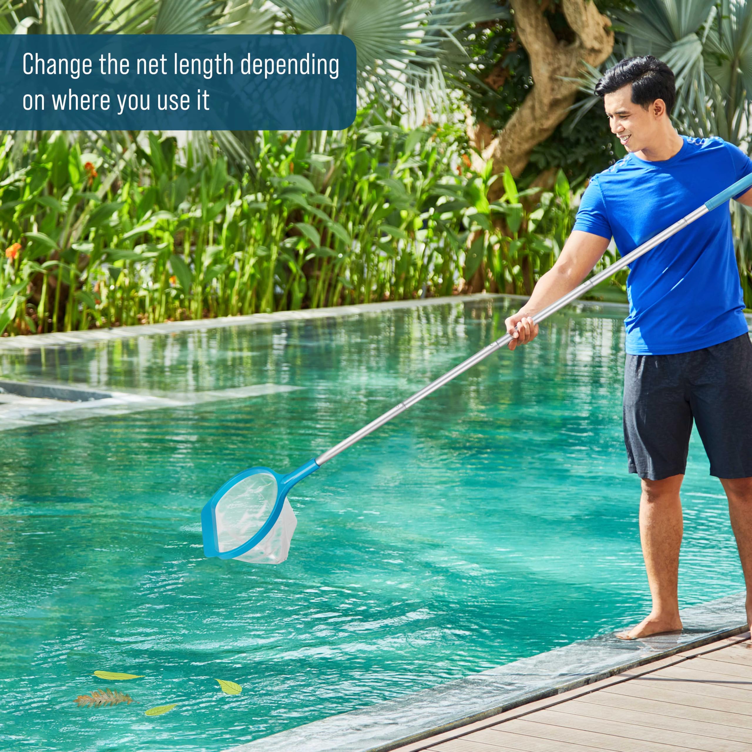 U.S. Pool Supply Leaf Skimmer Net in teal blue color