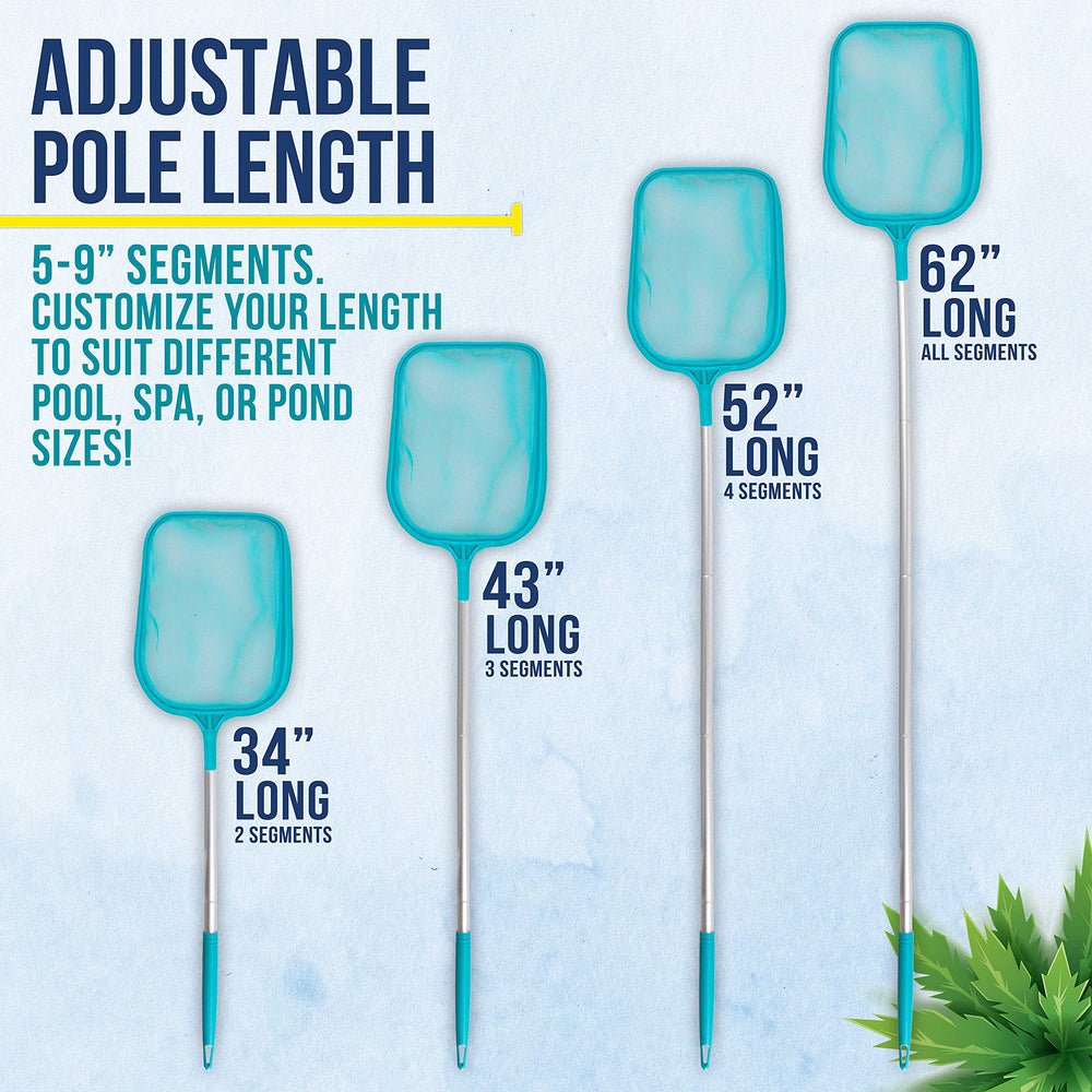 U.S. Pool Supply leaf skimmer net showing aluminum pole sections