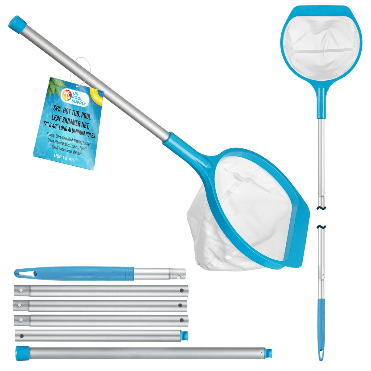 U.S. Pool Supply Leaf Skimmer Net with 17" aluminum pole