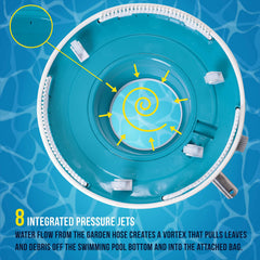 U.S. Pool Supply Leaf Terminator Vacuum 15-inch side view with wheels
