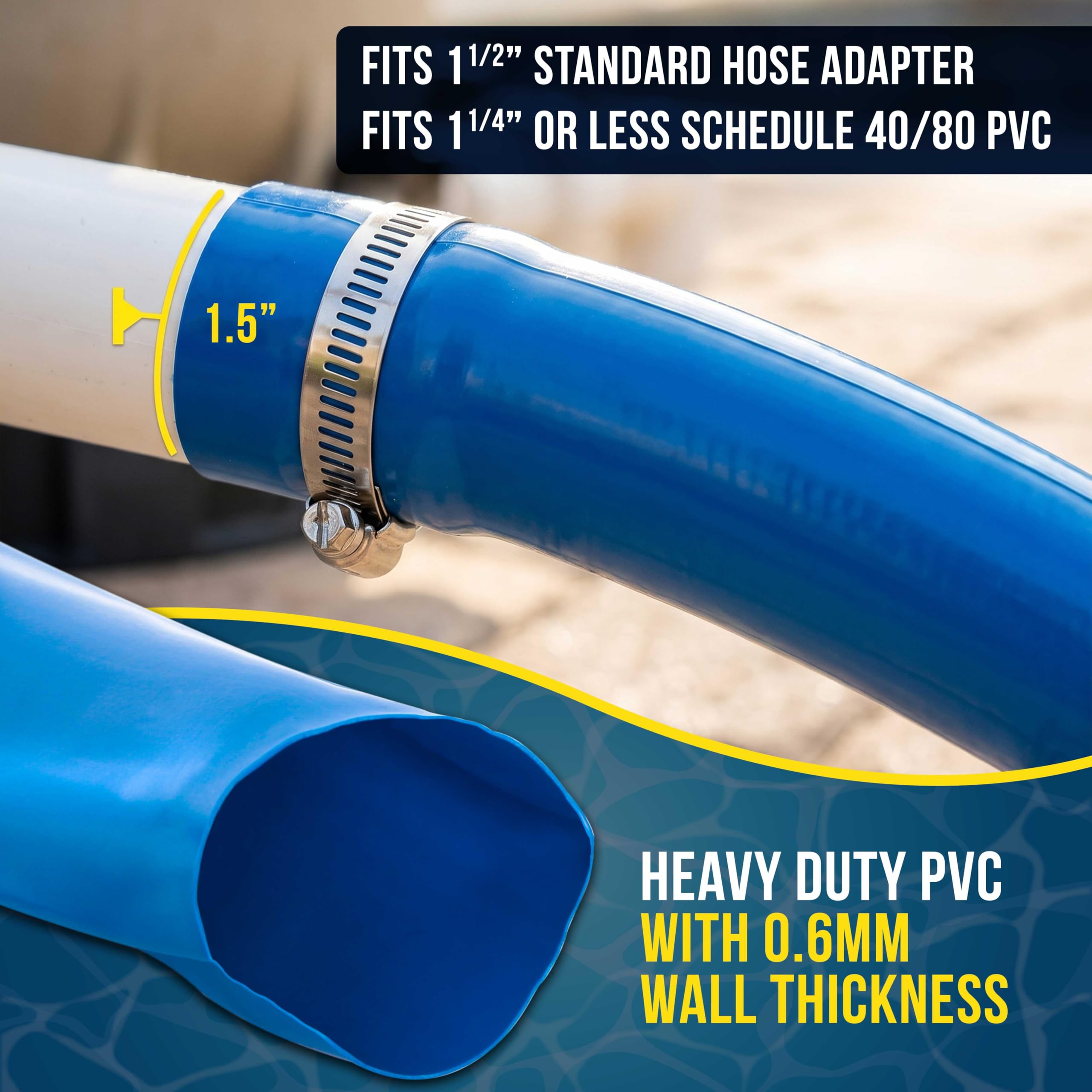 U.S. Pool Supply Pool Backwash Hose 1.5" x 50' in use
