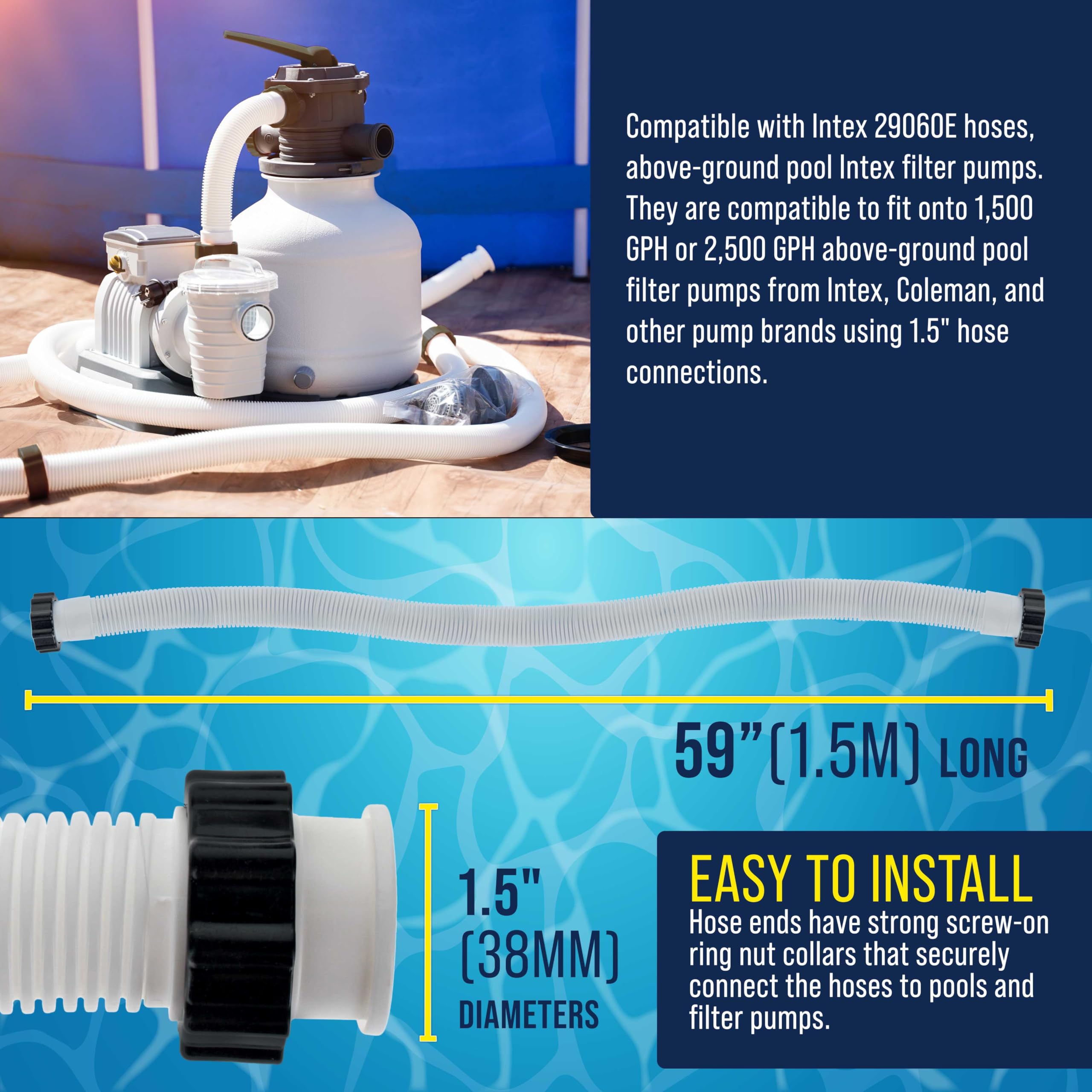 U.S. Pool Supply pool hose end detail with screw-on collar