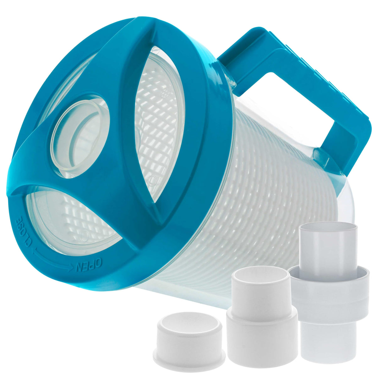 U.S. Pool Supply Pool Leaf Catcher front view with clear canister