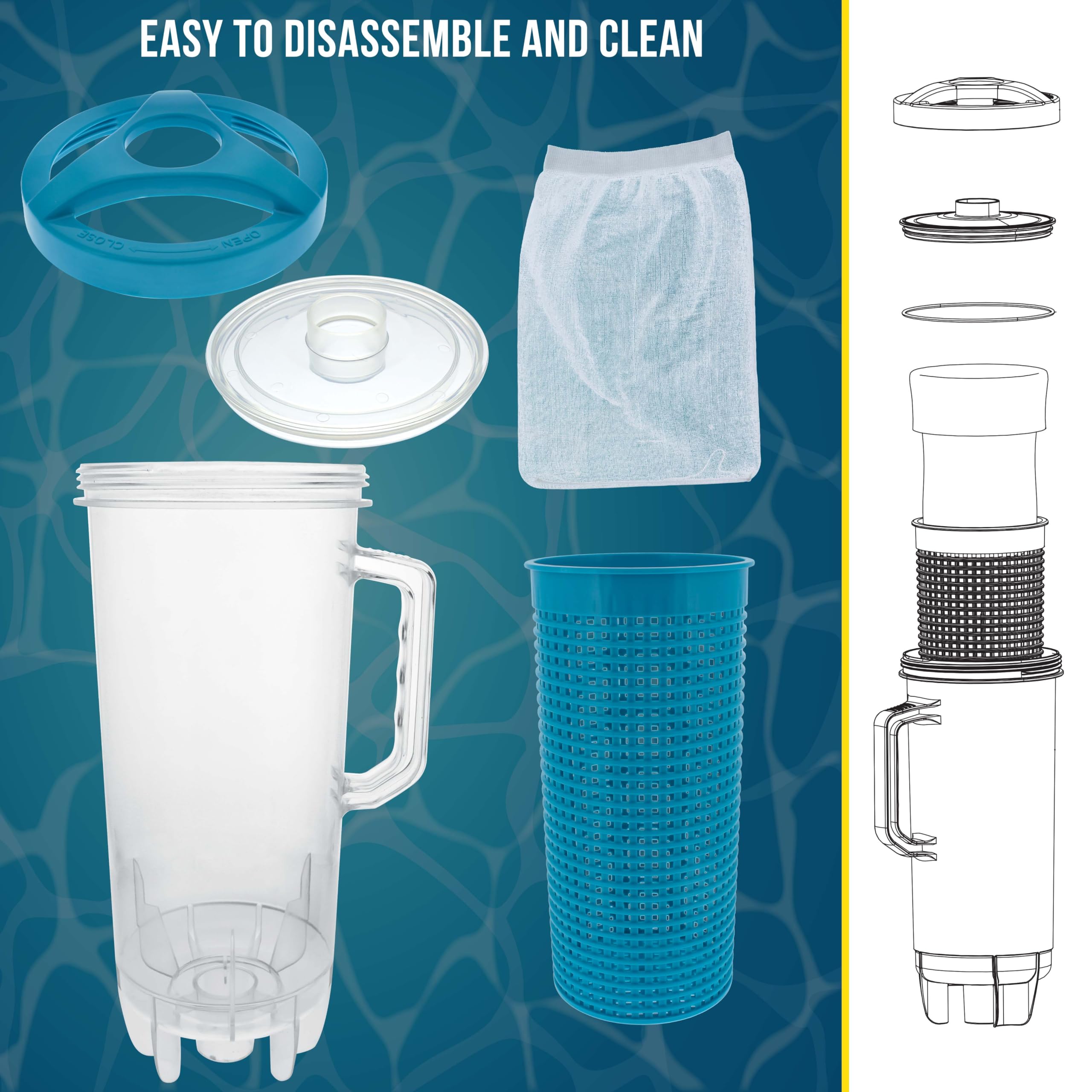 U.S. Pool Supply Pool Leaf Catcher in use with pool cleaner