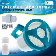 U.S. Pool Supply Pool Leaf Catcher side view showing connections