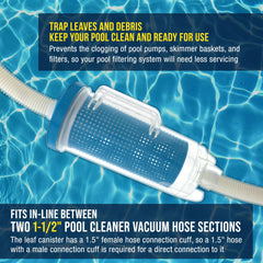 U.S. Pool Supply Pool Leaf Catcher side view with hose attachment