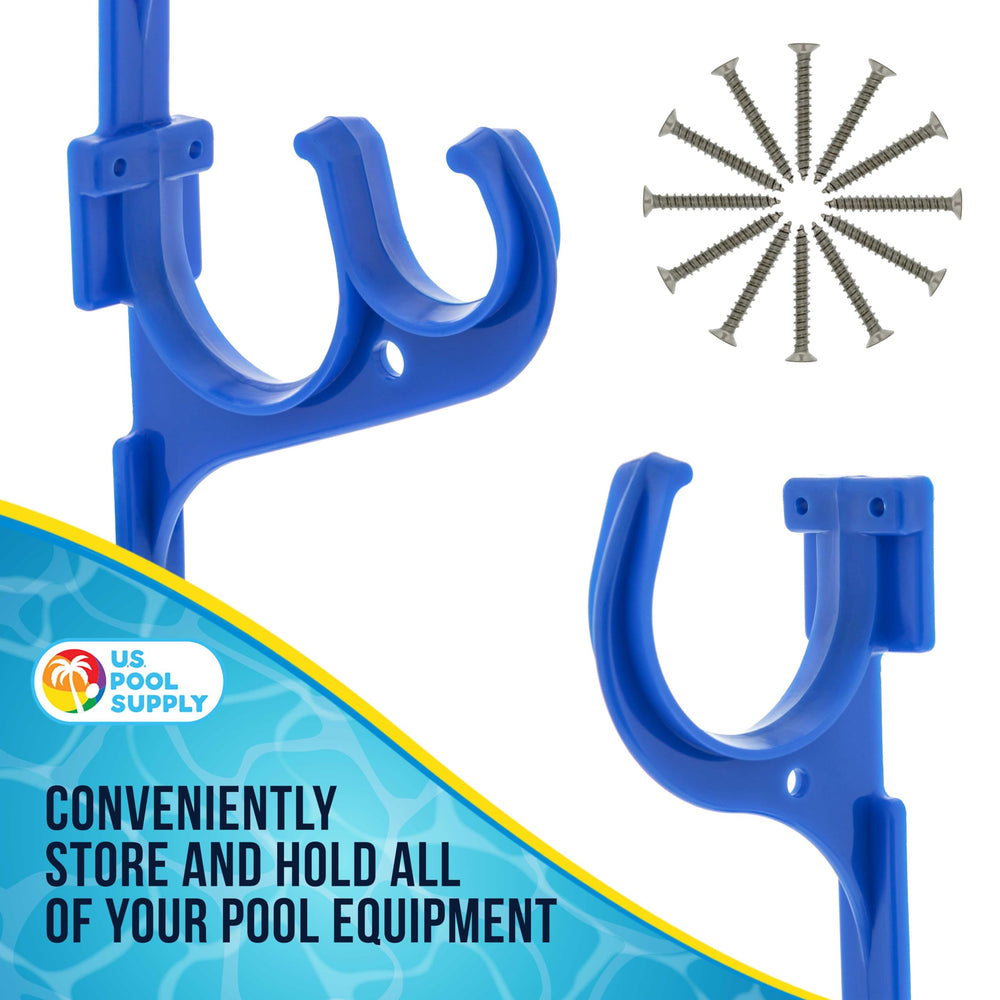 U.S. Pool Supply Pool Pole Hanger holding multiple pool poles