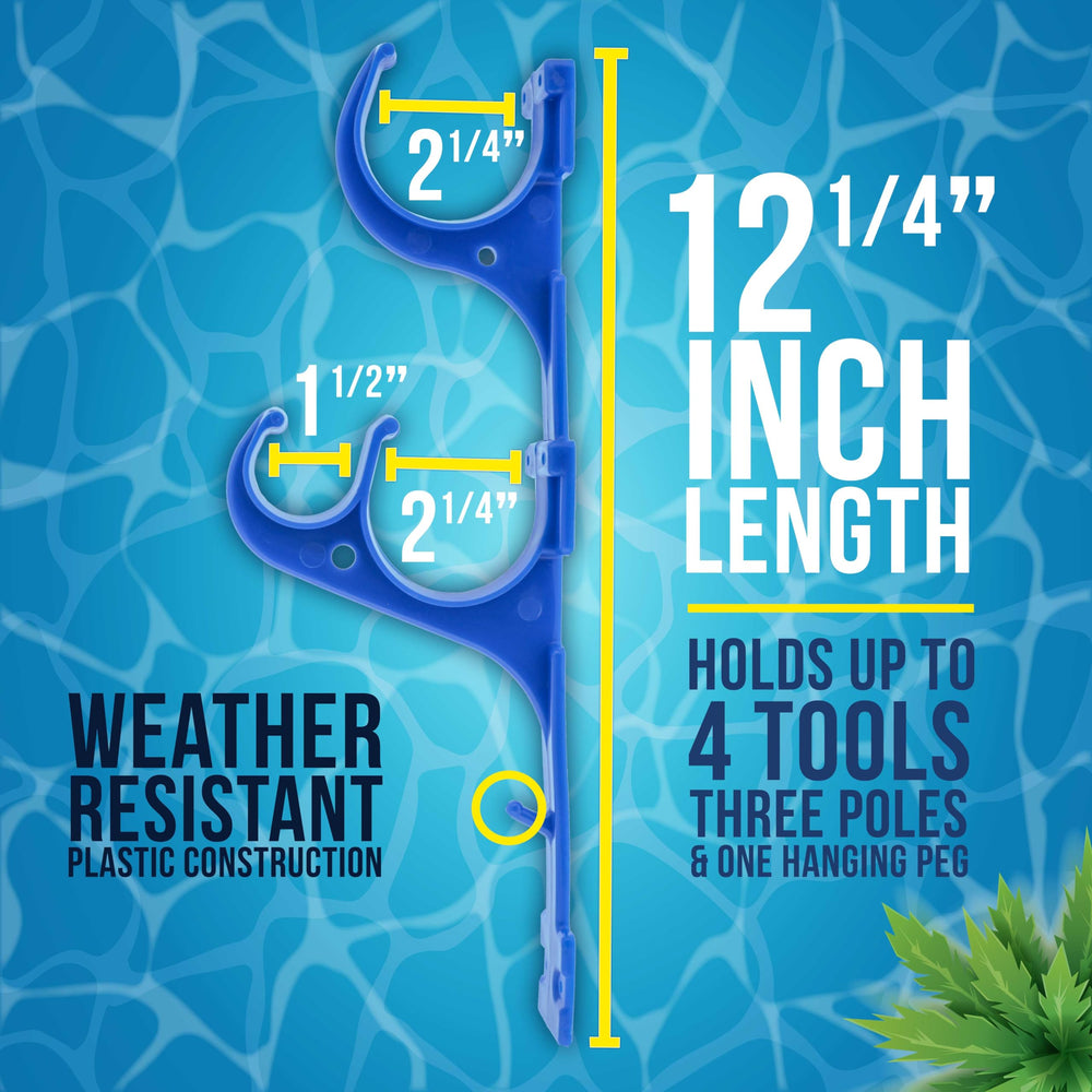 U.S. Pool Supply Pool Pole Hanger installed on a wooden fence