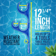 U.S. Pool Supply Pool Pole Hanger installed on a wooden fence