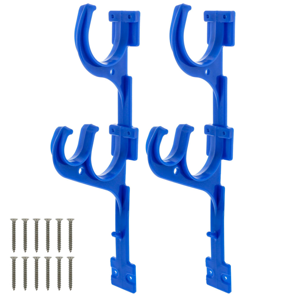 U.S. Pool Supply Pool Pole Hanger set of 2 blue plastic hooks