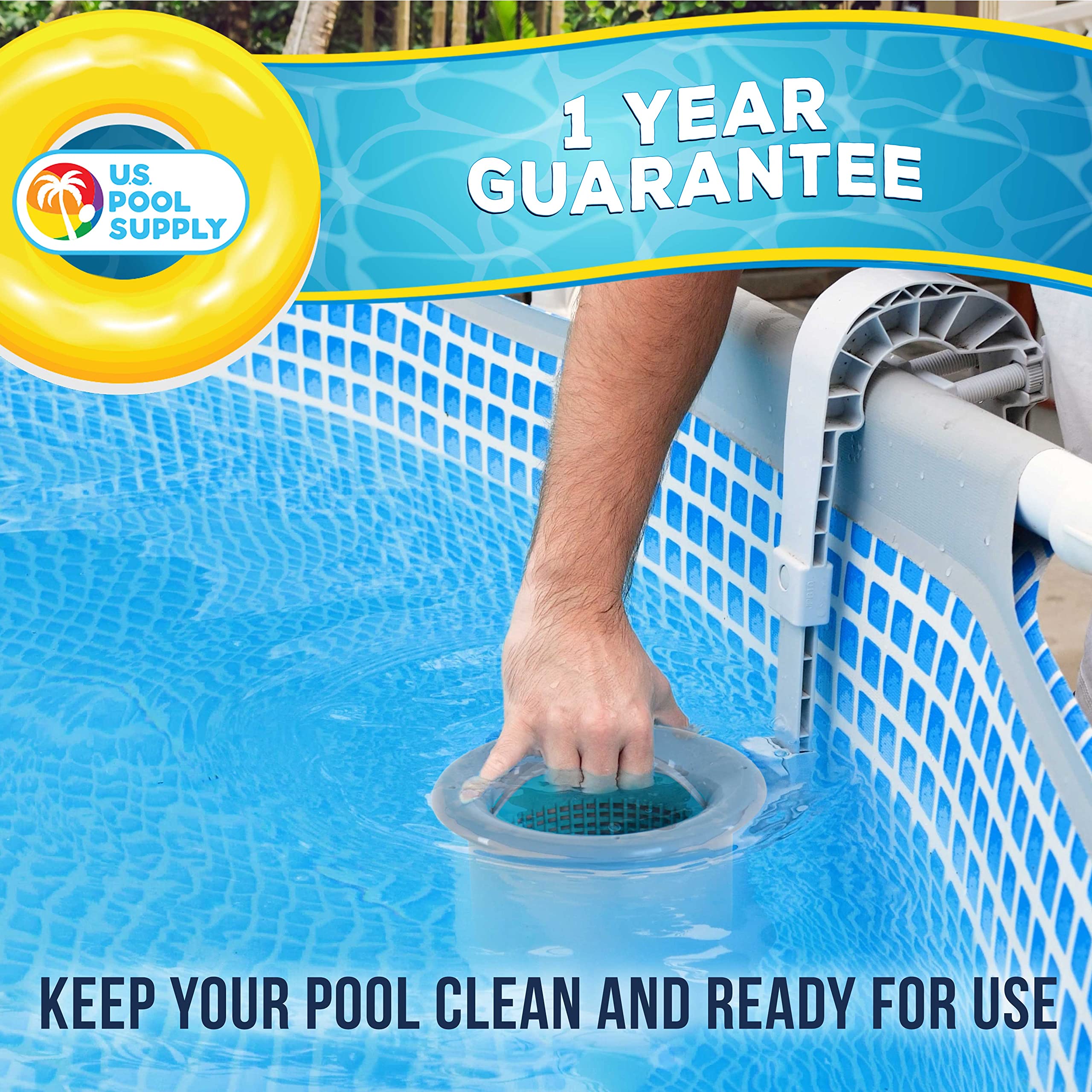 U.S. Pool Supply Pool Skimmer displayed on a pool deck