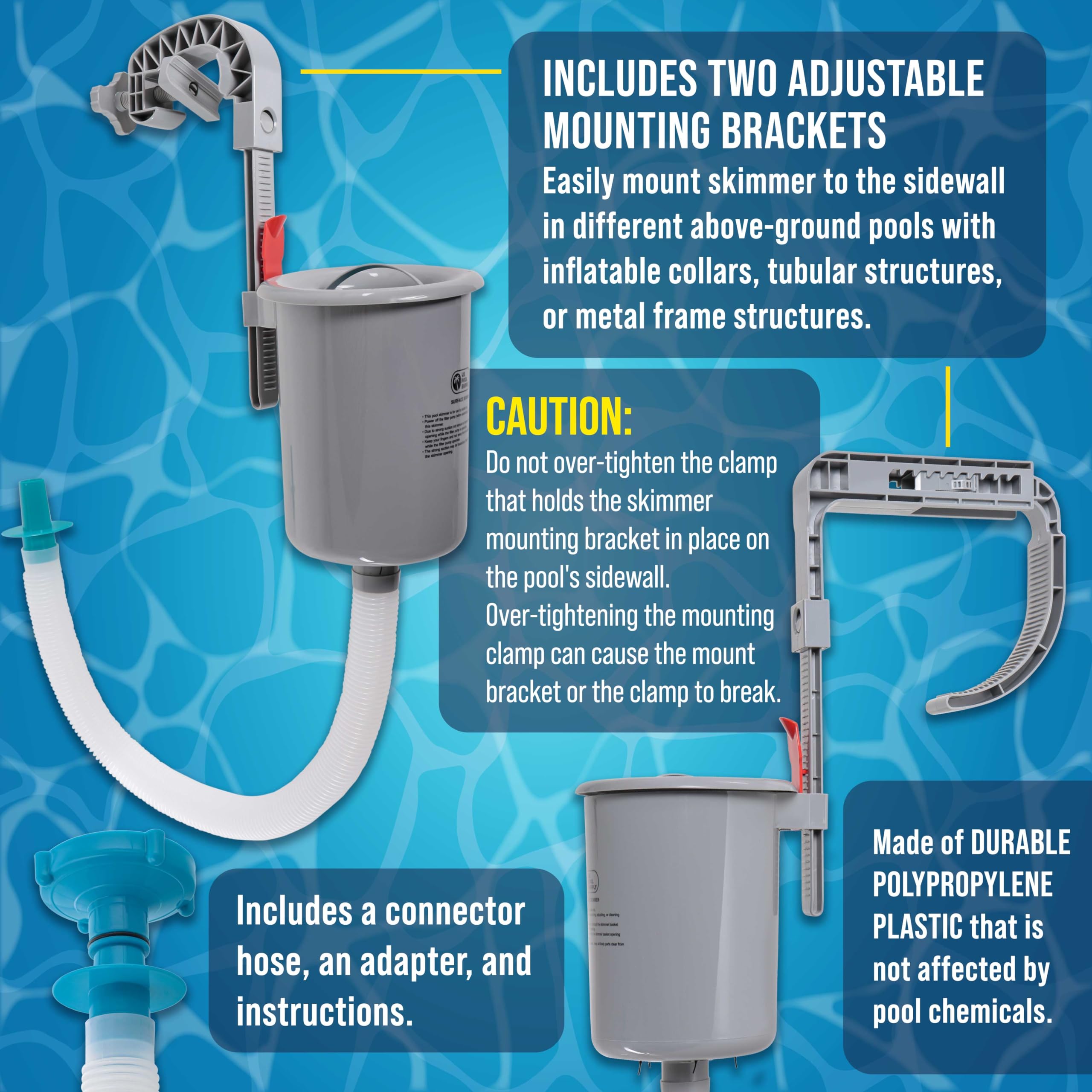 U.S. Pool Supply Pool Skimmer mounted on an above-ground pool