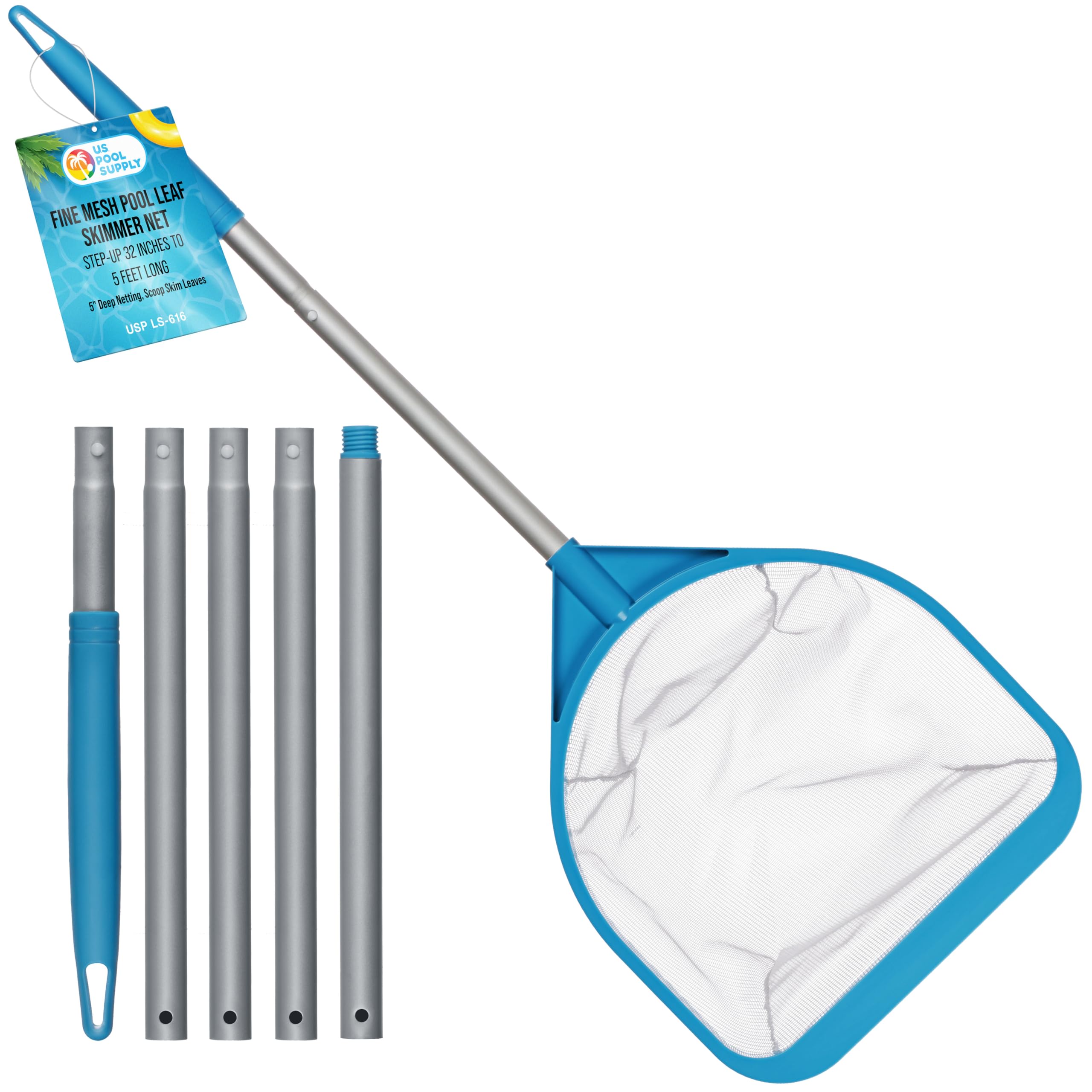 U.S. Pool Supply Pool Skimmer Net with adjustable pole and fine mesh