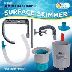 U.S. Pool Supply Pool Skimmer side view showing adjustable brackets