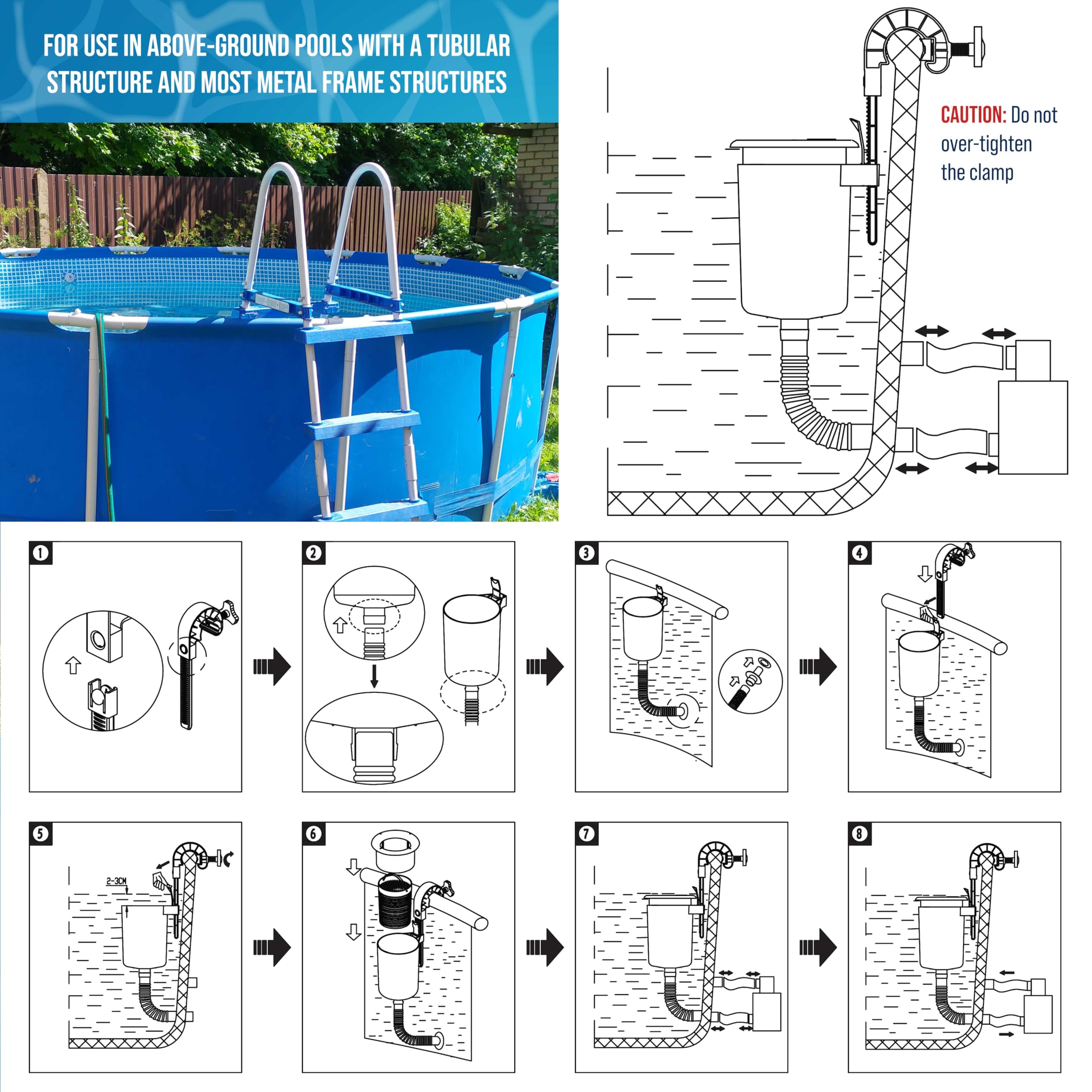 U.S. Pool Supply Pool Skimmer with connector hose and adaptor