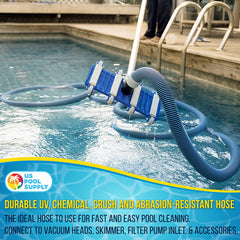 U.S. Pool Supply Pool Vacuum Hose connected to vacuum head