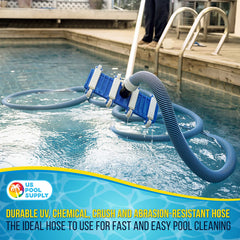 U.S. Pool Supply Pool Vacuum Hose in a clean swimming pool setting
