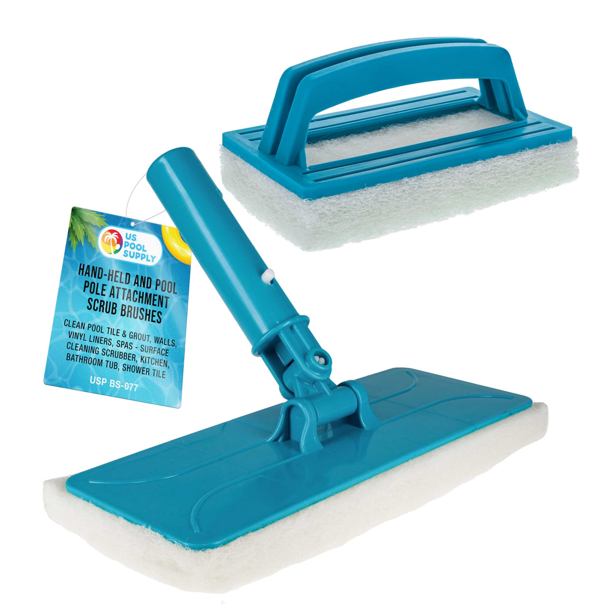 U.S. Pool Supply scrub brush hand-held model blue front view