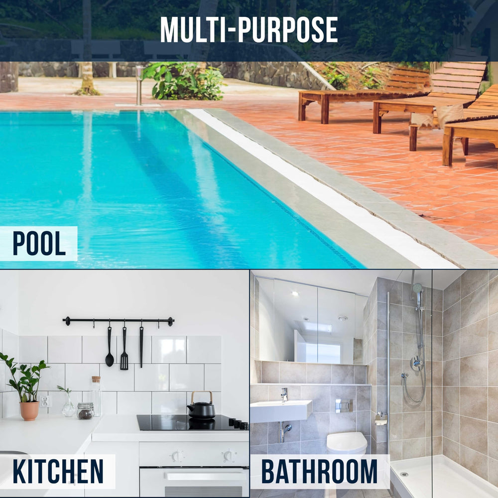 U.S. Pool Supply scrub brushes in use on pool tiles